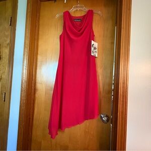 Michael Kors Red Asymmetrical Sundress Cowl Neck Sleeveless